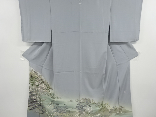 リサイクル　未使用品　作家物　手描友禅寺院風景模様一つ紋色留袖